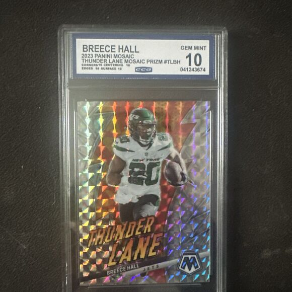 Breece Hall 2023 Panini Mosaic #TL-BH - Thunder Lane - Prizm -NY Jets CCG 10 GEM - Picture 1 of 6
